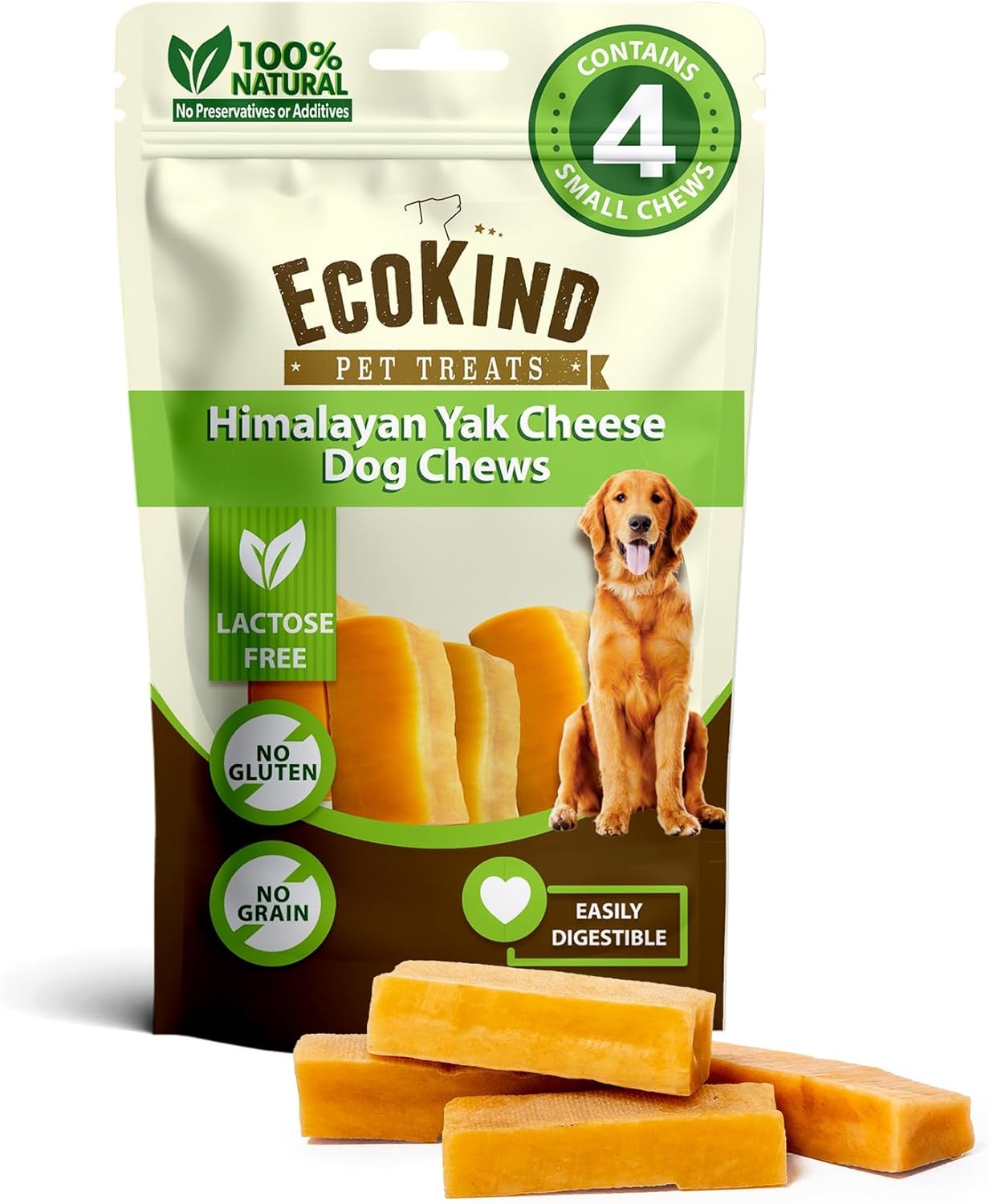 EcoKind Premium Gold Yak Cheese Chews (Small - 4 Pack)