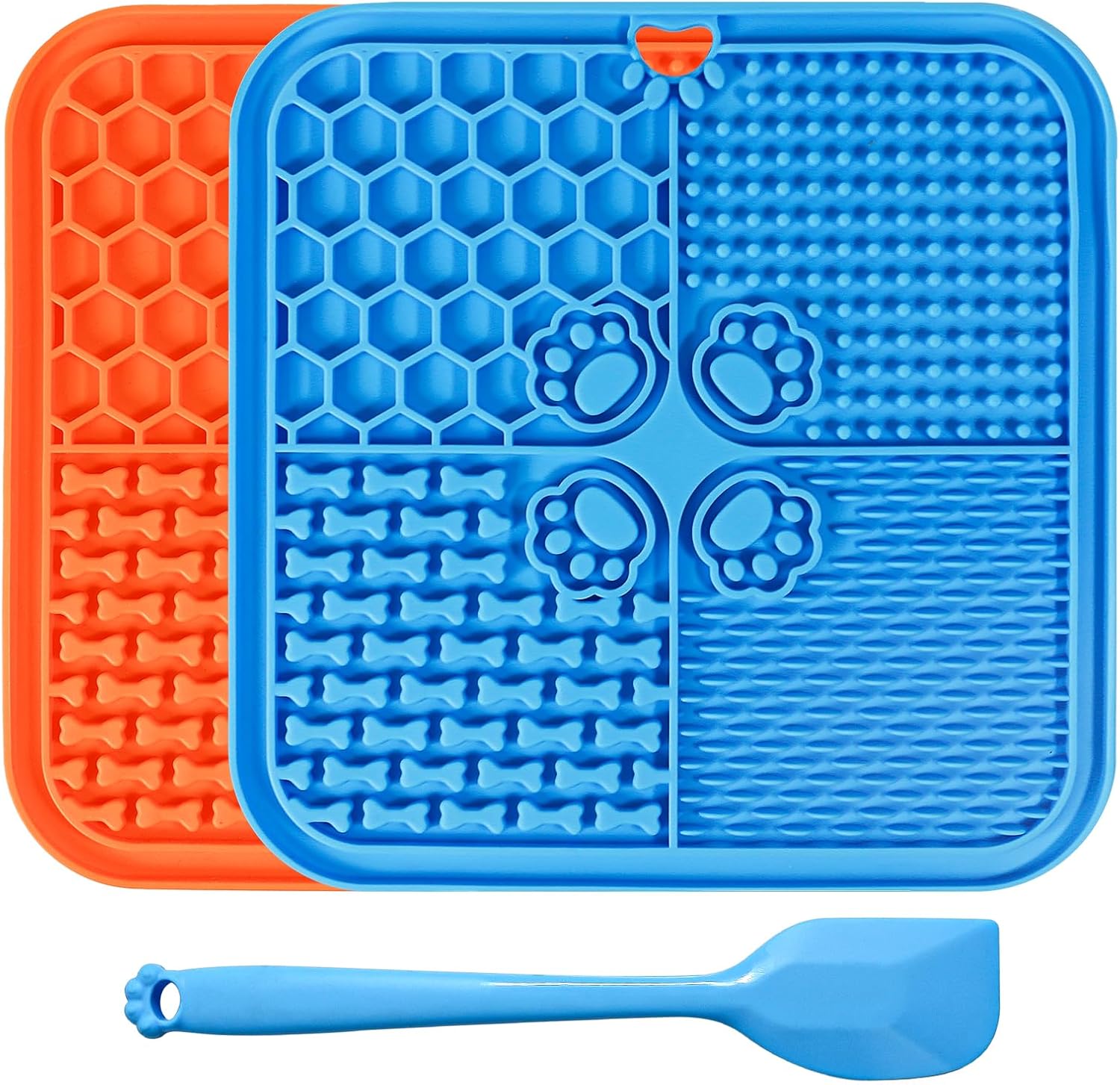 Lick Mat for Dogs & Cats (2 Pack - Blue & Orange)