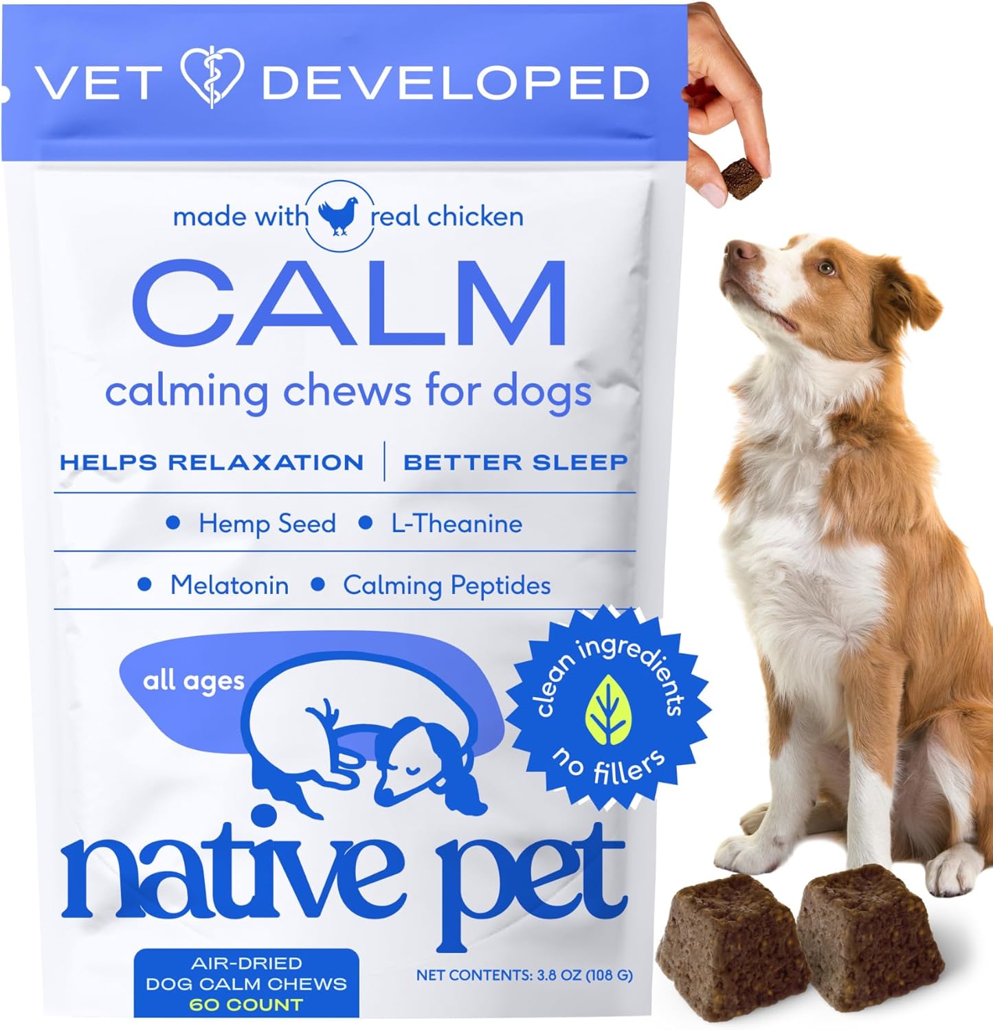Native Pet Calming Chews for Dogs (60 Chews)