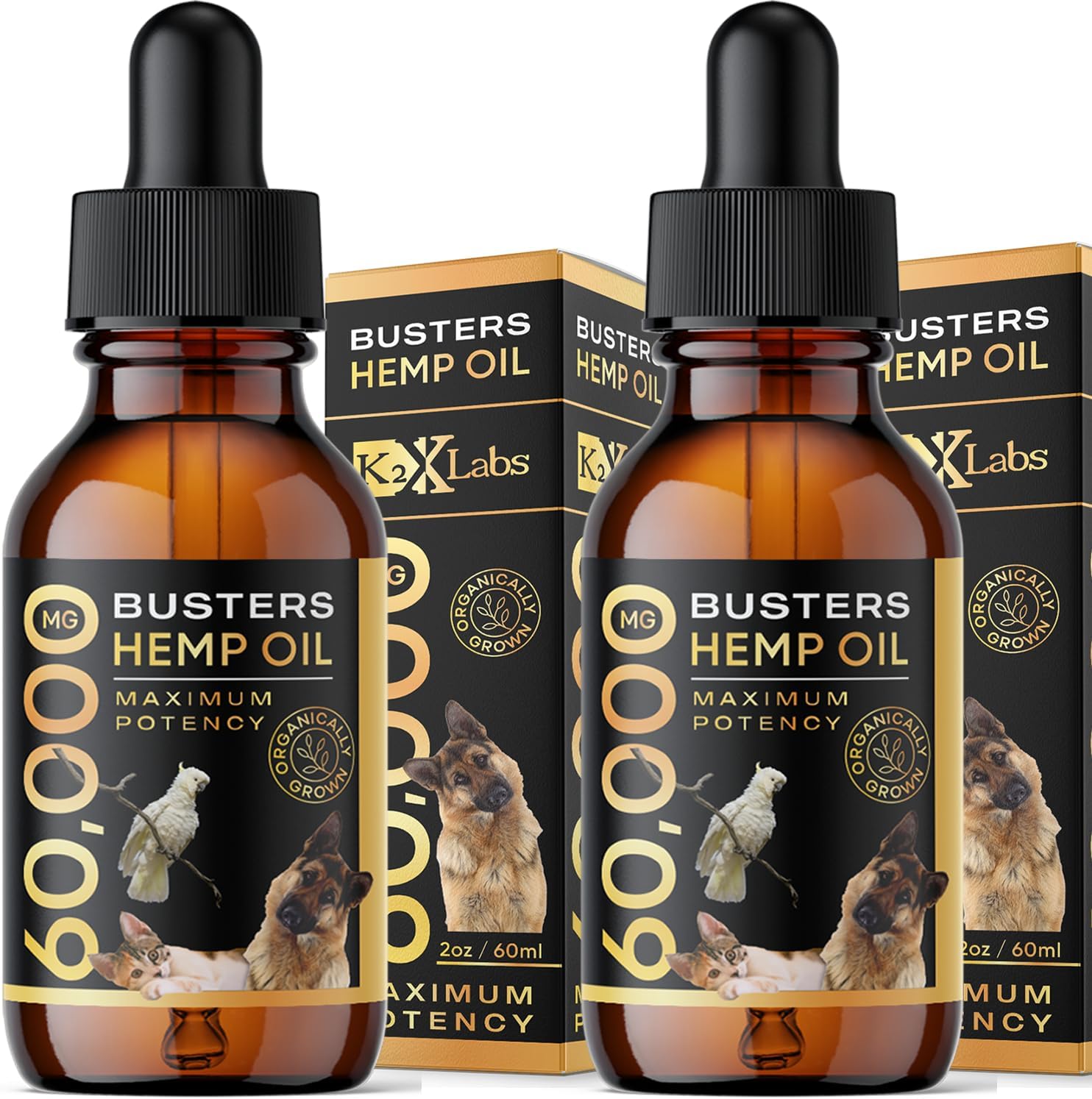 Buster's Organic Hemp Oil for Dogs & Cats (60ml - 2 Pack)